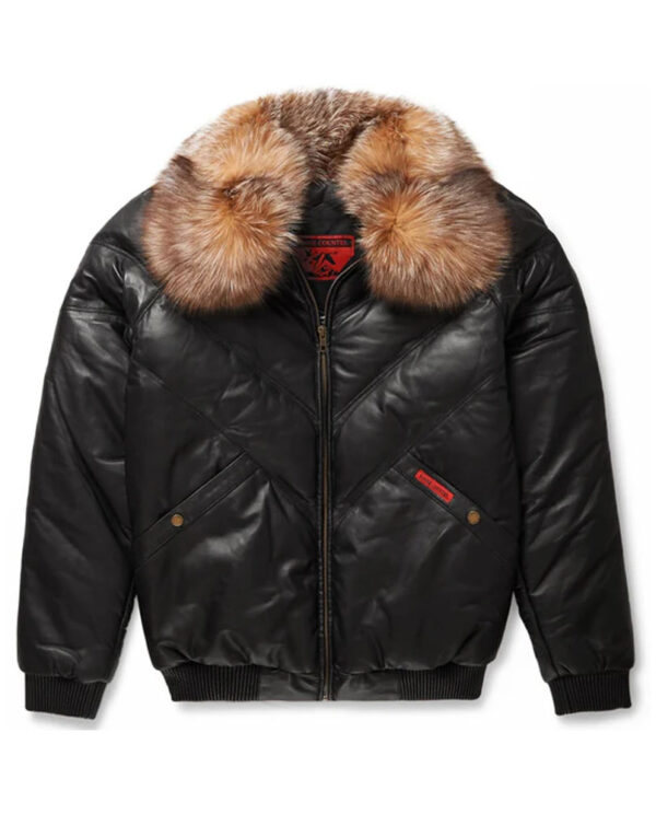 V Bomber Leather Jacket