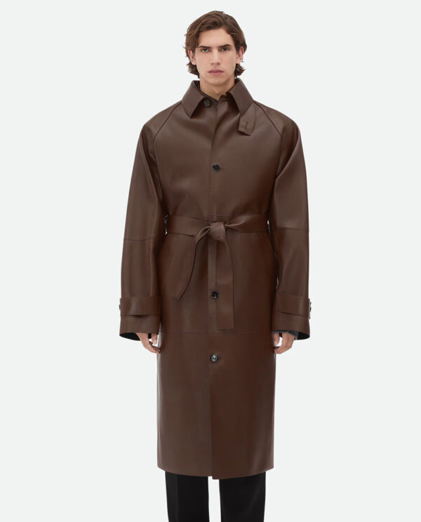 Brown Leather Trench Coat