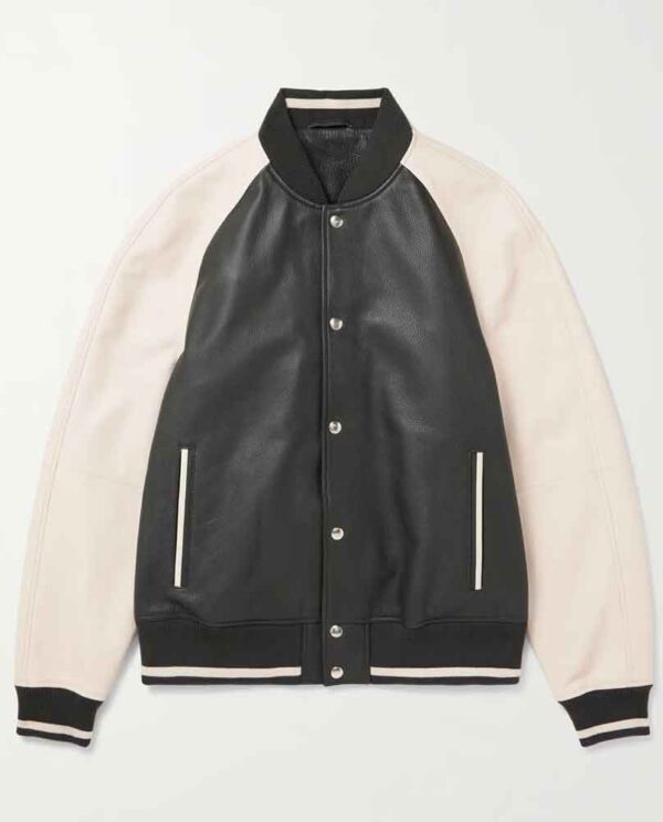 mens leather varsity bomber jacket